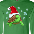 thumbnail image 4 of Inktastic Christmas Turtle in with Santa Hat and Snowflakes Long Sleeve T-Shirt, 4 of 5