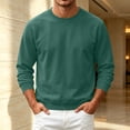 thumbnail image 6 of Domuza Mens Warm Fleece Crewneck, Long Sleeve Pullover Sweatshirt, Relaxed Fit Top for Everyday Wear - Dark Green XL, 6 of 6