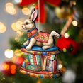 thumbnail image 2 of Designocracy 8100195-2 5 x 5.5 x 0.25 in. Carousel Bunny with Books Wooden Christmas Decor Ornaments, 2 of 8