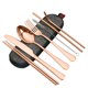 thumbnail image 1 of Juego de cubiertos de viaje reutilizables, juego de utensilios de campamento con cuchara de acero inoxidable, tenedor, palillos, Pajita, estuche portátil, 8 piezas por juego Fivean unisex, 1 of 2