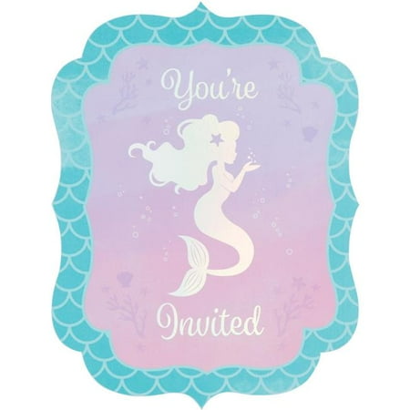 - Creative Converting Mermaid Shine Invitation Postcard, 8 ct