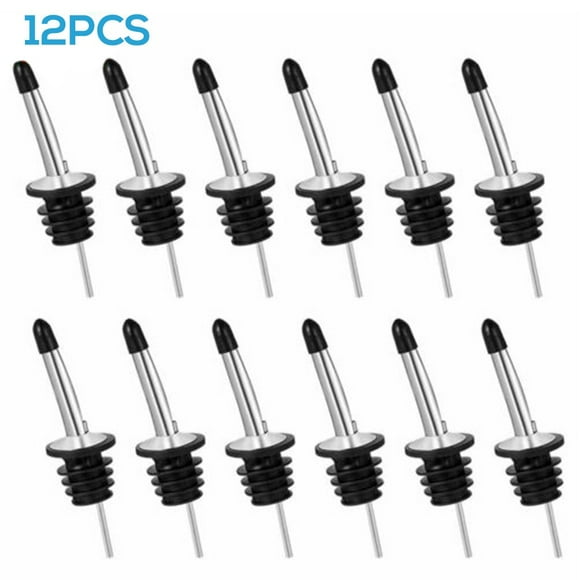 48 Pack Noir Argent 6.69* 6.69 * 1.18 Pouces Verseurs d'Alcool, Verseurs de Bouteilles Classiques en Acier Inoxydable, Verseur de Bouteilles Dispositif de Dosage de Liqueur