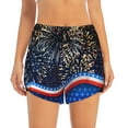 thumbnail image 2 of Fuzoiu Fireworks Print Women's Athletic Shorts, Double-Layer Running Shorts with Pocket,Women's Workout Shorts for Yoga, Gym, and Workouts-X-Large, 2 of 7