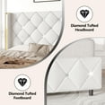 thumbnail image 3 of 4 EVER WINNER Full Bed Frame, PU Leather Upholstered Platform Bed Frame with Diamond Tufted Headboard and Wingback, White, 3 of 7