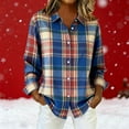 thumbnail image 6 of Women's Christmas Plaid Shirt Tops Button Down Top Lightweight Holiday Festival Outfits Long Sleeve Plaid Jackets, 6 of 6