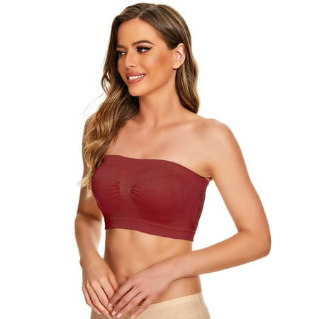 

dmqupv Strapless Padded Tube Top Bra 5 Pieces Womens Non Padded Bandeau Sprots Bra Strapless Convertible Tube Top Smocked Small
