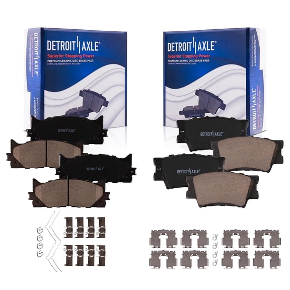 Detroit Axle - Brake Pads for Toyota Camry Avalon Lexus ES350 ES300h, 4pc Front & Rear Ceramic Brake Pads Set