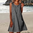 thumbnail image 2 of CBASIHI Womens Sleeveless Gingham Dresses with Pockets- Loose Fit Summer Crew Neck Casual Beach Vacation A Line Sundresses Black Size S-3XL, 2 of 8
