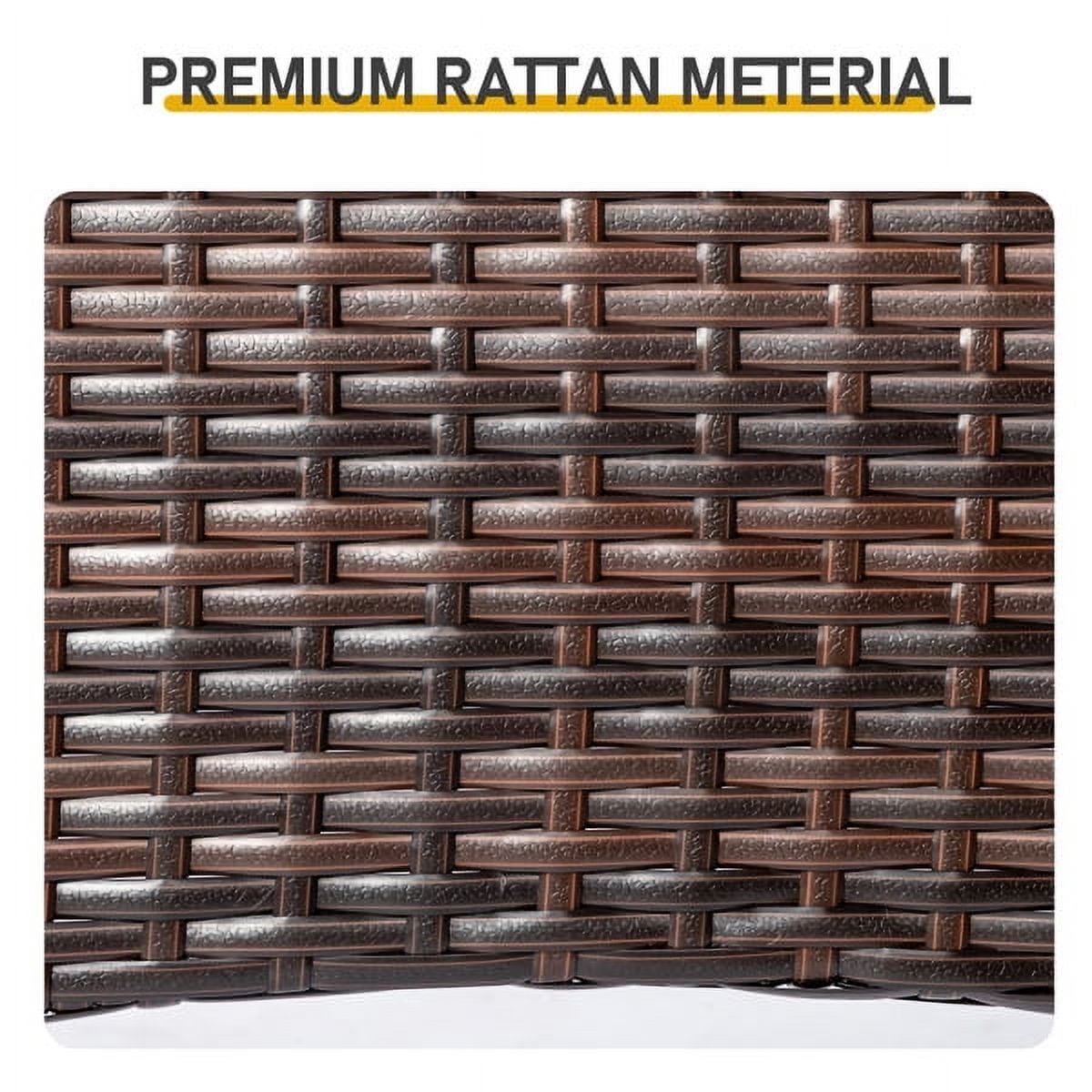 20" Patio Side Table, Outdoor Patio Wicker Square End Table, All-Weather Rattan Coffee Table w/Glass Tabletop for Backyard Deck Porch Poolside, Brown