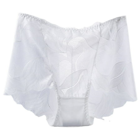 YHGFVOKJ Womens Underwear Plus Size High Waist Hollow Out See Through Low Rise Panties Lace Seamless Briefs Thongs for Women White XL