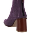 thumbnail image 3 of YDN Women Chic Squared Toe Back Zippers Ankle Boots Braided Mid High Heels Booties Work Daily Casual Shoes Size 14 Purple, 3 of 4
