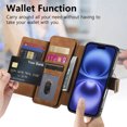 thumbnail image 3 of TECH CIRCLE for iPhone 16 2-in-1 Phone Case 6.1" 2024, Magnetic Back Cover with Removable Flip Wallet Case, with Card Slots/Ring Holder Grip, Compatible with MagSafe, PU Leather Case, Brown, 3 of 10