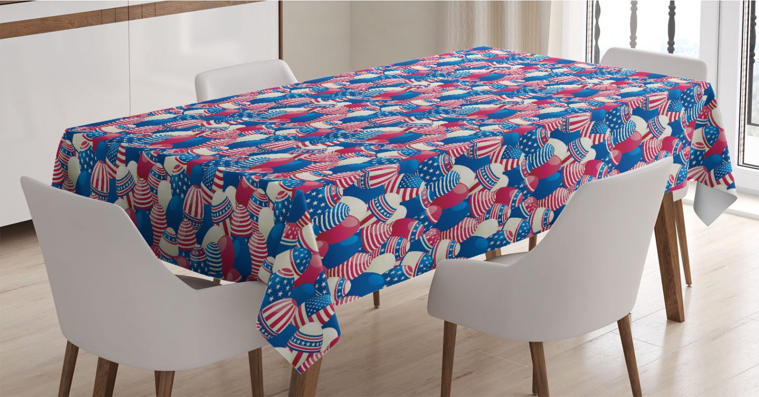 USA Tablecloth, Traditional Easter Eggs with American Flag Pattern ...