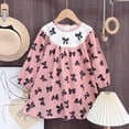 thumbnail image 2 of MIASHUI Robe Ample à Manches Longues pour Filles avec Design Imprimé Nœud Élégant et Style à Blocs de Couleur Rouge, 3-4 Ans, 2 of 7