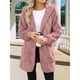 thumbnail image 4 of Chaqueta de Mujer con Cremallera, Bolsillos, Sudadera Larga Extragrande con Capucha, Mangas Largas y Suave, Abrigo de Peluche Cálido Rosa L, 4 of 6