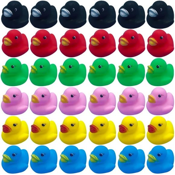 50 Pcs Assorted Ducks for Kids Sensory Play Stress Relief Baby Bath Duck Toys with Squeeze Sound Durable PVC Duck Toy Baby Showers Toy for