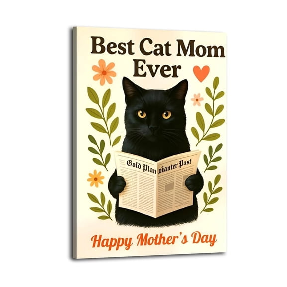 Best Cat Mom Print Or Card, Cute Kitten Mum Poster Great Wall Art for Home Decor,, Mother's Day Gift, Posters for Bedroom, Office Or Living Room