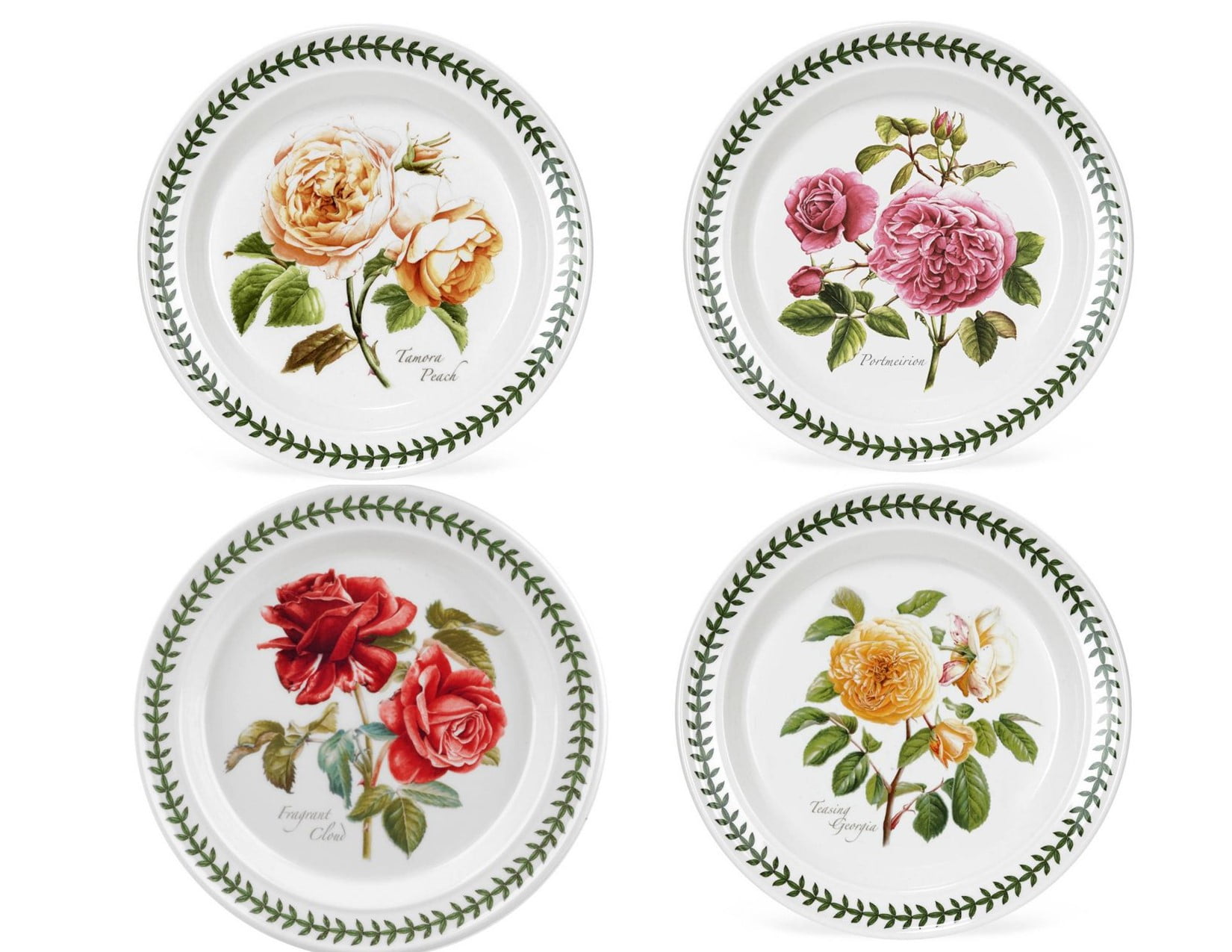 Portmeirion Botanic Roses Collection Dinner Plate, Round, set of 4