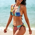 thumbnail image 6 of Bandana Paisley Patchwork Pattern Women's Bikini V Neck Swimsuit Set 2 Piece Over Size Bathing Suit Side Triangle Bathing Suit, 6 of 9