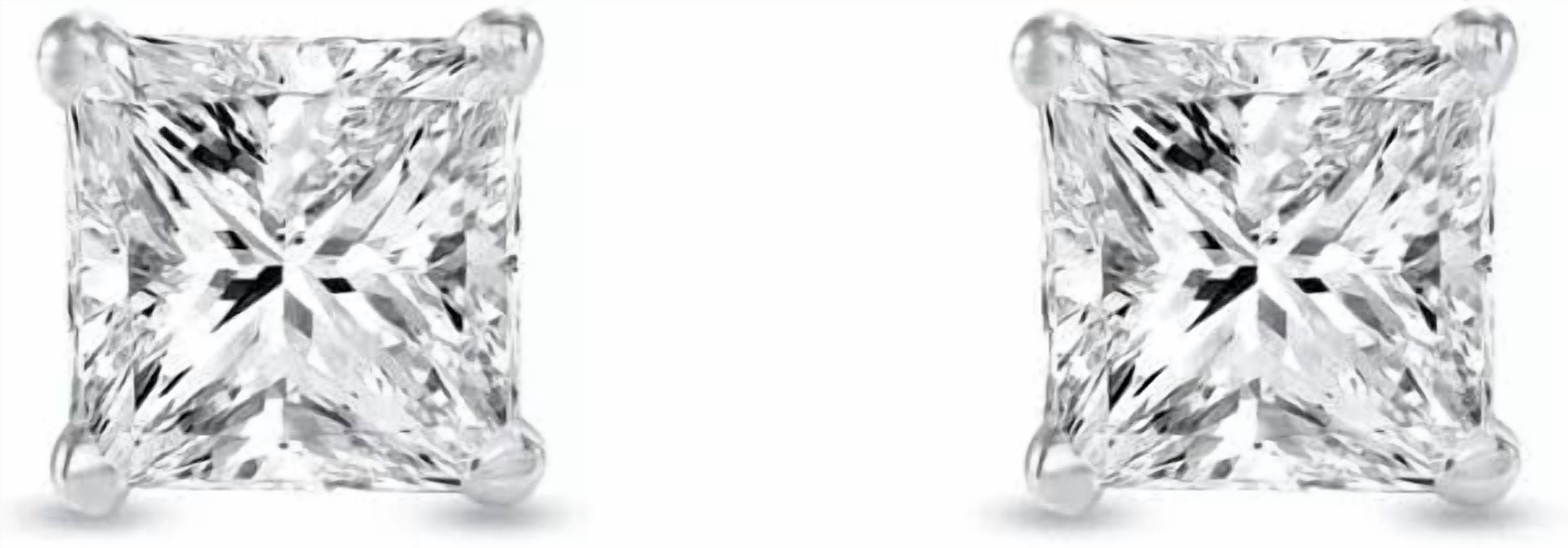 1 Ct Princess Cut Natural Diamond Stud Earrings | 925 Sterling Silver| Screw Back Solitaire