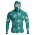 thumbnail image 2 of GrmtClth Sun Shirts for Men with Hood Long Sleeve Sun Protection Shirts Fishing Hiking Swimming Running Camo Rash Guard Lightweight Moisture Wicking Shirts SPF Hooded with Mask Green M, 2 of 6