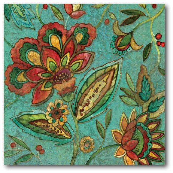 Teal Jacobean Spice II Gallery-Wrapped Canvas Wall Art, 16x16