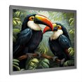 thumbnail image 2 of Designart "Tropical Toucans in Black and Green" Animals Framed Wall Art Decor - Glam Black Bird Floral Entryway Framed Wall Art Print, 2 of 6