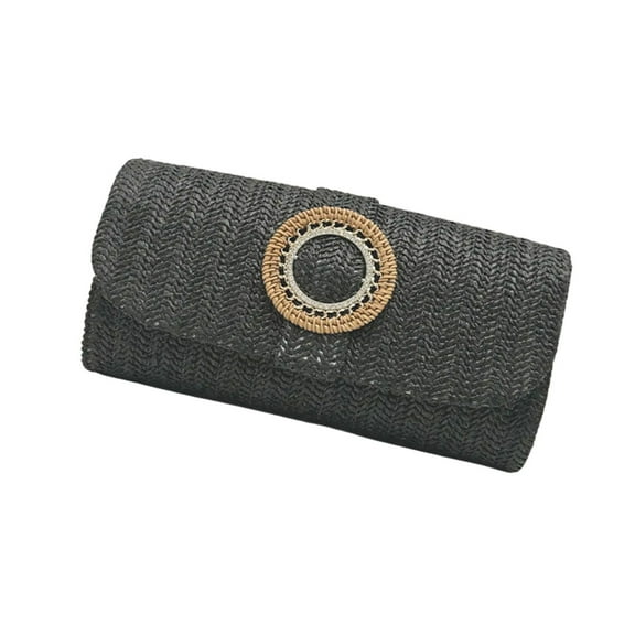 Huhudde Straw Clutches Handbag Summers Beach Straw Purse Women Woven Envelope Bag Straw Shoulder Crossbody Bag Evening Handbag