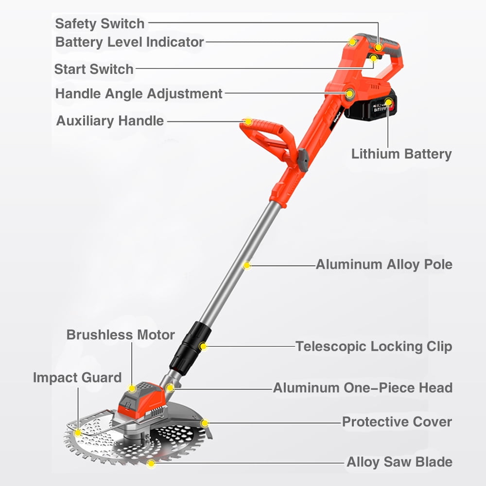Paddsun Cordless Weed Wacker,  9-inch Brushless Weed Eaters Lawn Mower Battery Powered String Trimmer Electric Grass Trimmer for Lawn Garden