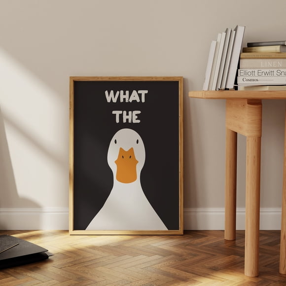 What the Duck Print Art Picture Funny Cute Animal Canvas Posters Modern Wall Painting for Bathroom Bedroom Dorm Decor, 50*70 cm, unframed.