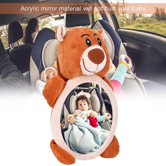 OTVIAP Cartoon Bear Pattern Car Seat Toy Mirror for Newborn Infant Baby Educational Plush Toy , Toy Mirror, Baby Toy Mirror