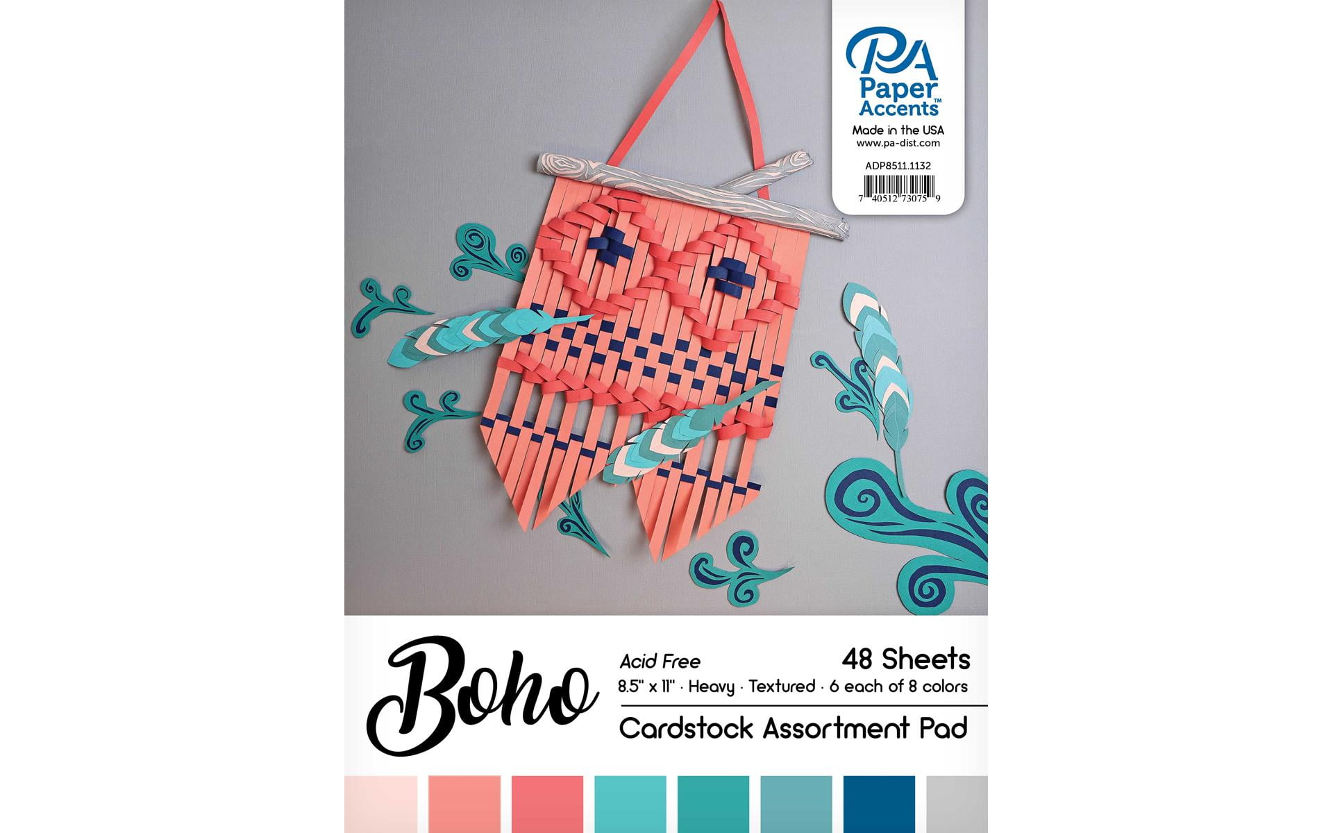 Paper Accents Cardstock Pad 8.5'x 11' Boho Assortment 48pc