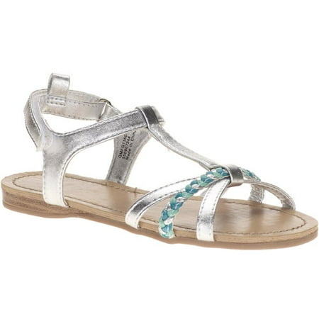 Faded Glory Girls' Twist Metallic Braid Ankle Strap Sandals