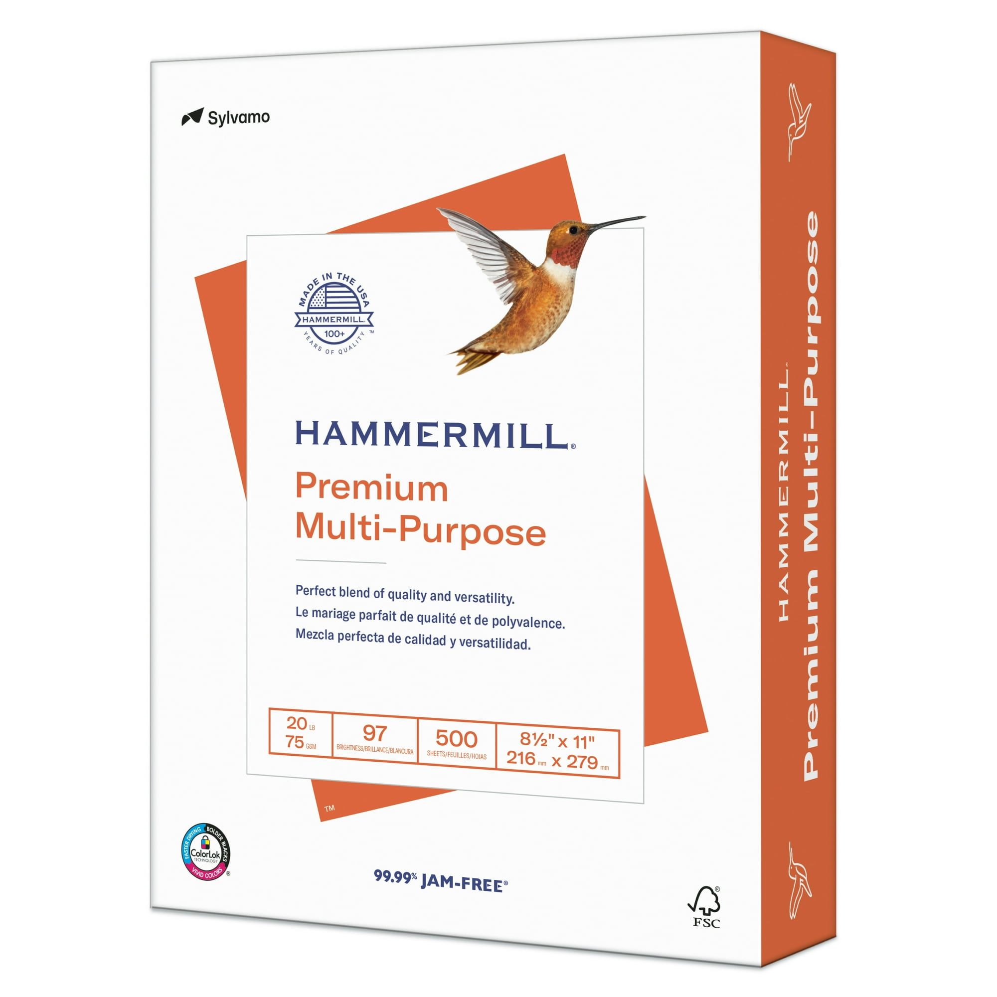 Hammermill Premium Multi-Purpose Paper, White, 20lb, 8.5x11, 1 Ream (500 Sheets), New