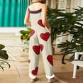 thumbnail image 4 of Fgvctg Valentine's Day Womens Overalls Wide Leg Pant Date Night Spaghetti Straps Holiday Love Heart Print Jumpsuits Sleeveless Bib Overalls Sprimg Rompers Clothing With Pockets Beige 2XL, 4 of 5