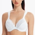 thumbnail image 4 of MELENECA Women's Comfort Straps Full Coverage Minimizer Plus Size Lace Underwire Bra White 42D, 4 of 4