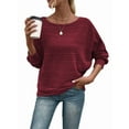 thumbnail image 3 of Women'S Soft Long Sleeve Blouses Crewneck Pullover Tops Casual Batwing Knitted Oversized Outfits 2025, 3 of 9