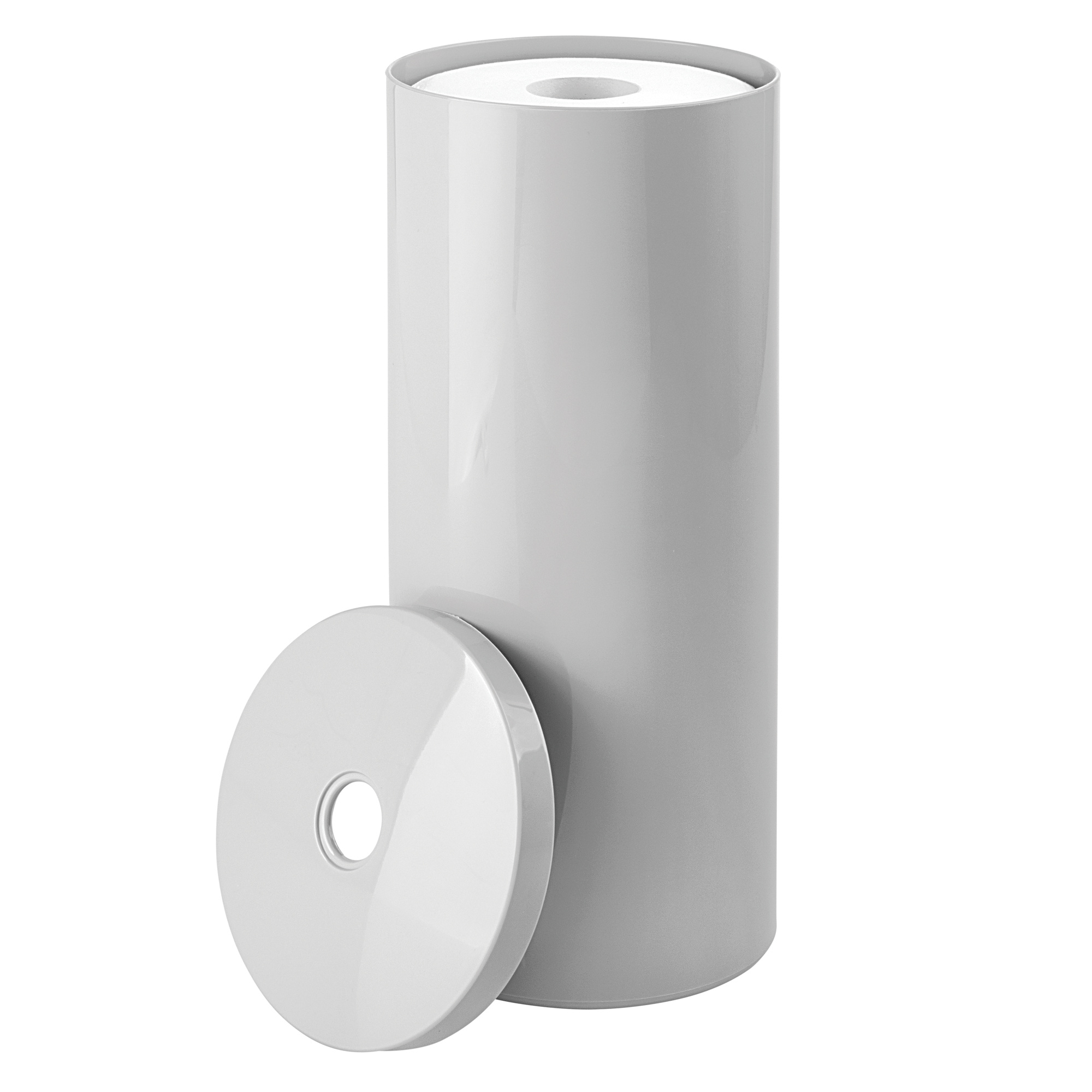 iDesign Compact Toilet Paper Holder with Lid - 6.05" x 6.05" x 14.43", Gray
