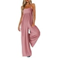thumbnail image 1 of Jumpsuits for Women Spaghetti Strap Wide Leg Overalls Summer Rompers with Pockets Pink L, 1 of 8