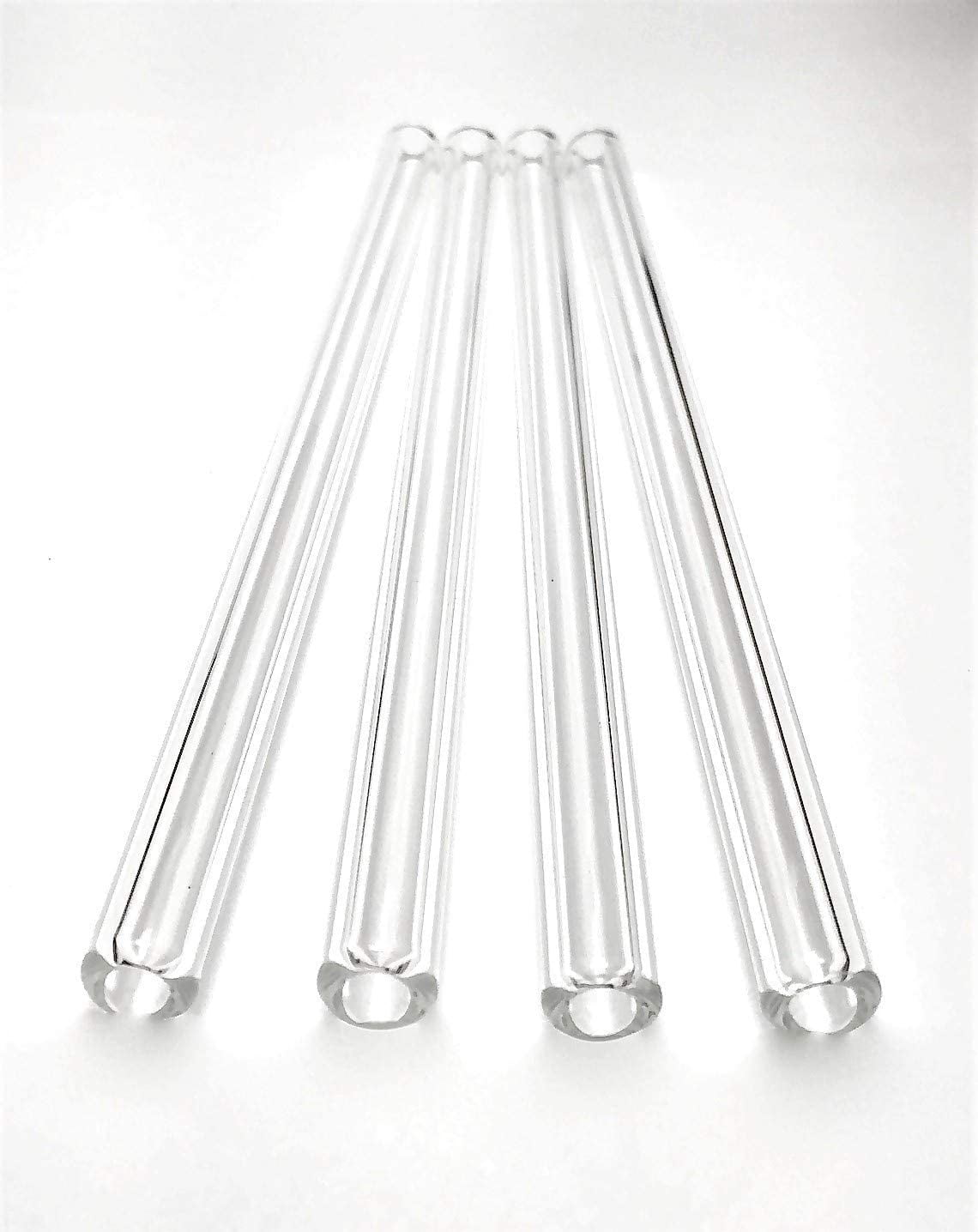 Four Clear Glass Pyrex Drinking Straws with Cleaning Brush by Thestrazspot 