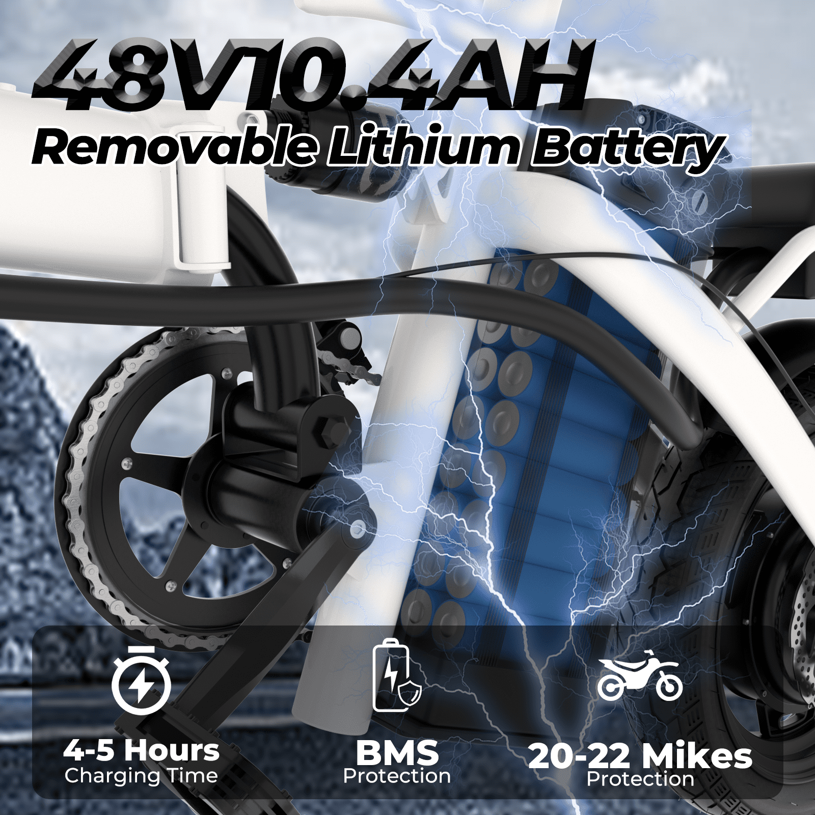 Kunyun 48V 400W Adult Electric Bikes,14" Tires, 20mph Ebike, 19-22mi Range, Dual Disc Brakes Foldable Electric Bike Adjustable Seat, Removable Basket Electric Bicycle for Adults