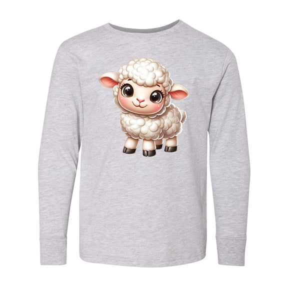 Inktastic Cute Fluffy Lamb Long Sleeve Youth T-Shirt