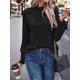 thumbnail image 5 of Camiseta de Larga con Cuello Alto y Ojales para Mujer, Elegante, Informal, , de Negocios, Elástica, con Aberturas Negro L, 5 of 9