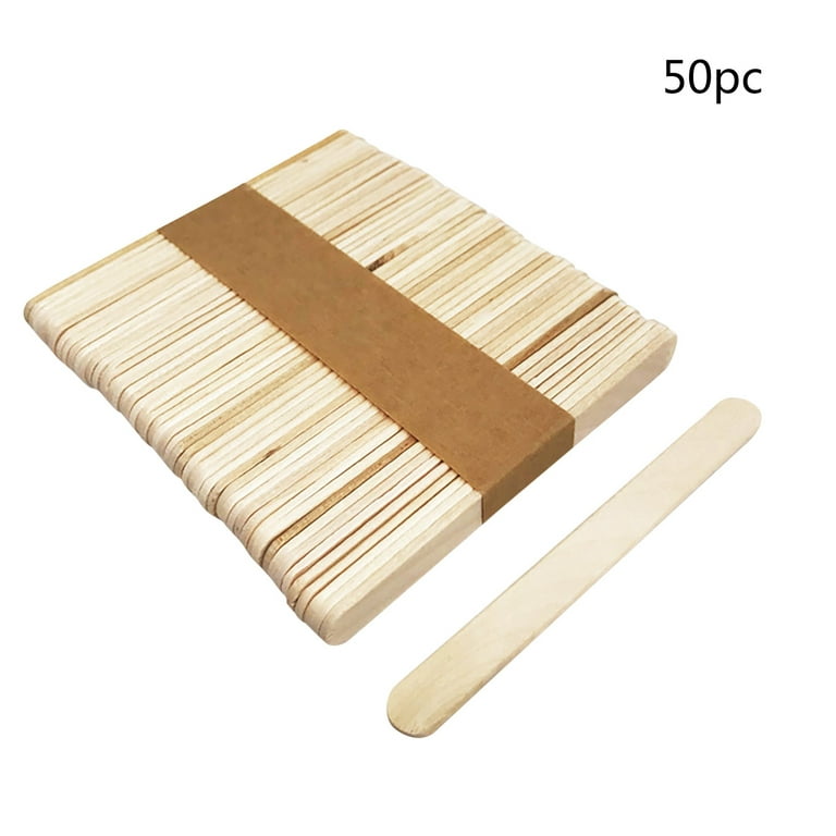 50pc Wooden Multi-Purpose Wax Ices Tongue Sticks Waxing Wood Craft Ice Popsicle Sticks Home DIY Tray for Cake Baking, Size: One size, Gray
