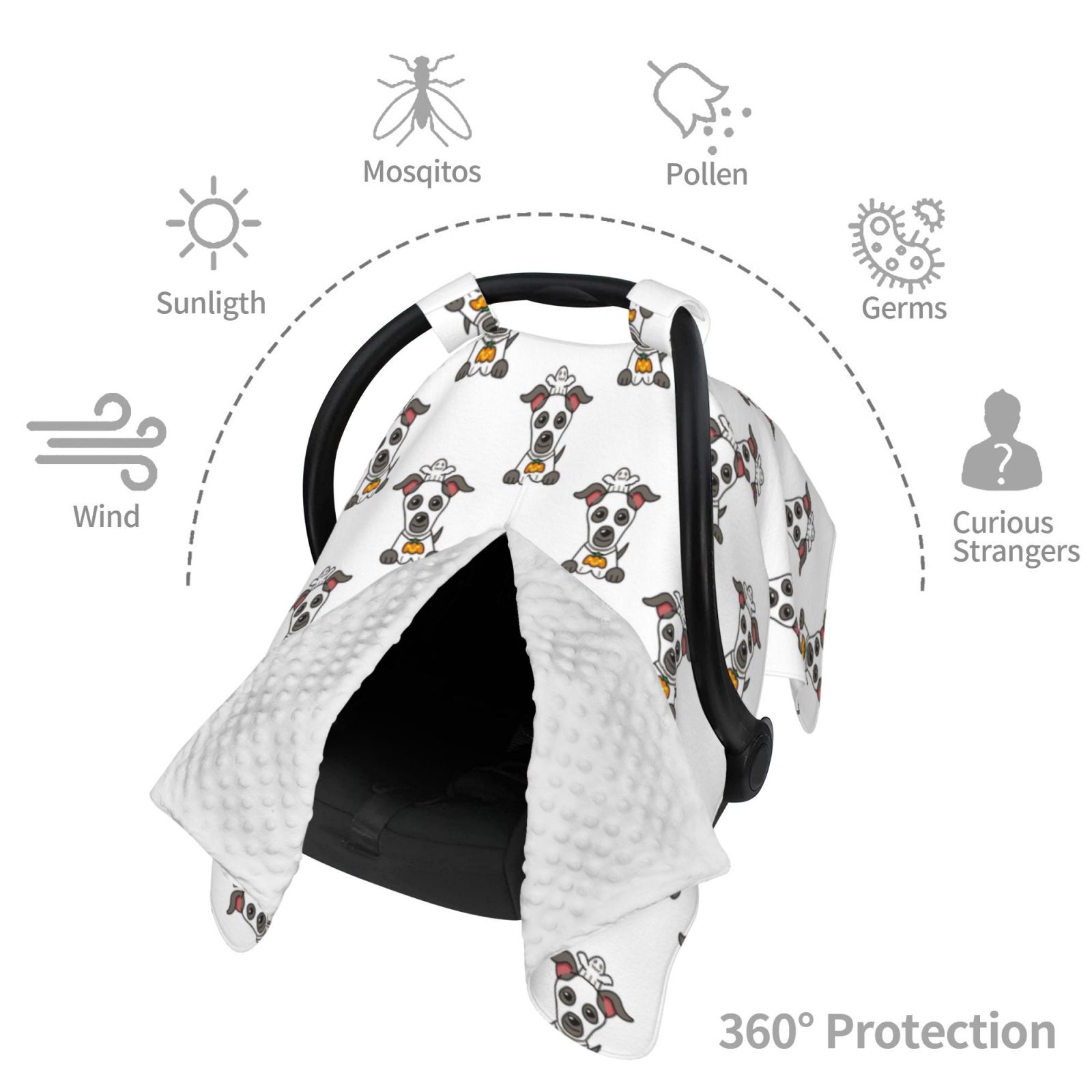 Car Seat Cover Baby - Cute Dog Puppy Paradise Breathable Infant Car Seat Cover for Baby Carseat, Lightweight Comfort Baby Essentials Must Haves Newborn Stuff for Girl Boy
