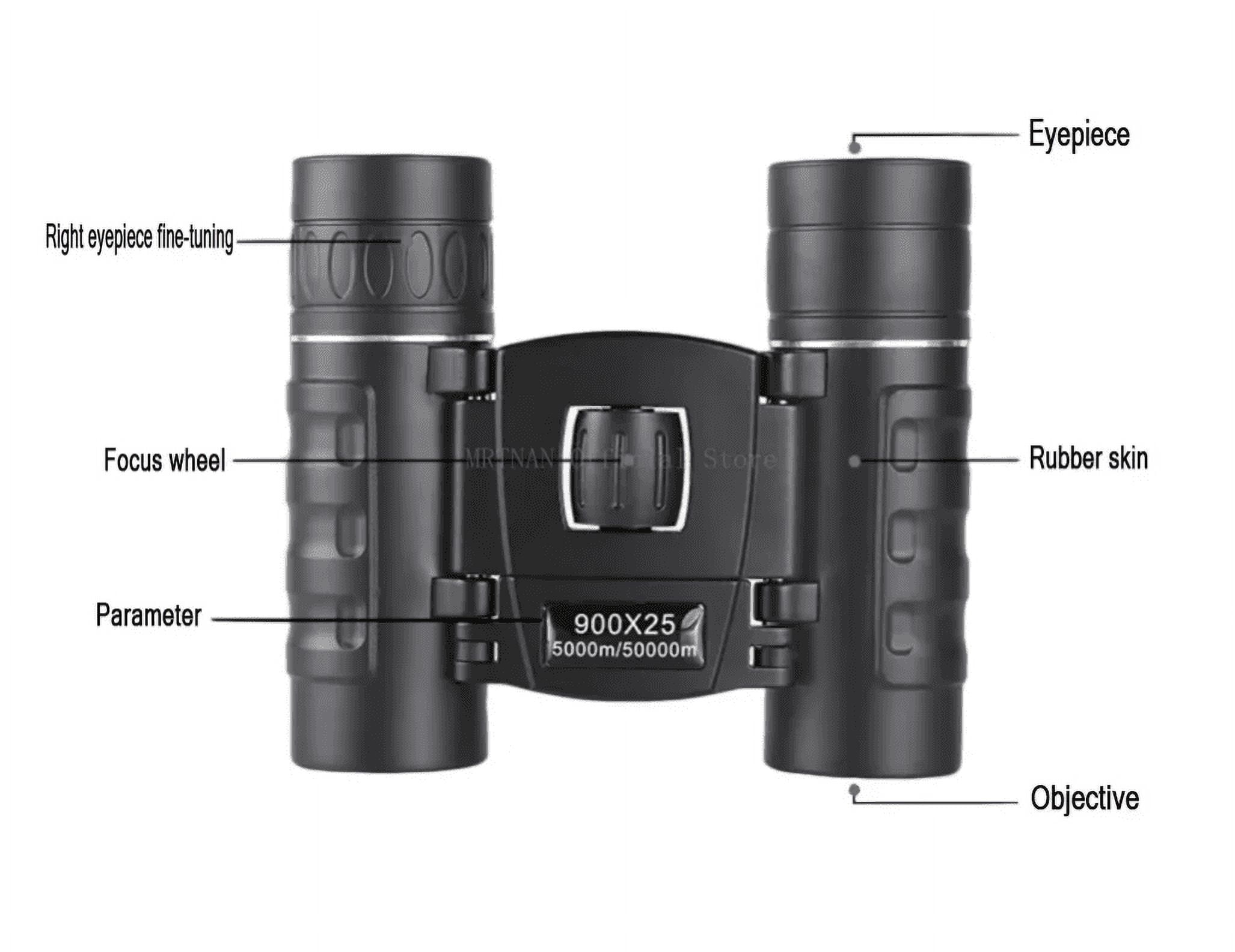 900x25 HD Zoom Portable Powerful Binoculars Long Range BAK4 Telescope Folding Low Light Binoculars for Hunting Camping