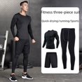 thumbnail image 2 of Quick-drying sports suit men's summer short-sleeved T-shirt workout clothes running equipment tights training three-piece basketball Cieatiam, 2 of 6