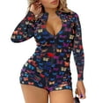thumbnail image 3 of Seyurigaoka Women Stylish Butterfly Print Romper Long Sleeve Zipper Jumpsuit Fashion Loungewear for Ladies, 3 of 7