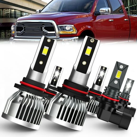 QIPEIZSP LED Headlight Bulbs Compatible With Dodge Ram (2013-2015) with projector,9005/H10/HB3 High Beam & 9012 Low Low Beam 9145/9140 Fog Lights combo for Ram,6500K White,Plug And Play,6 pack