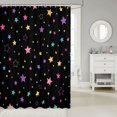 thumbnail image 2 of Manfei Dreamy Colorful Stars Shower Curtain 72Wx78L,Kawaii Cartoon Theme Bath Curtain,Black, 2 of 5